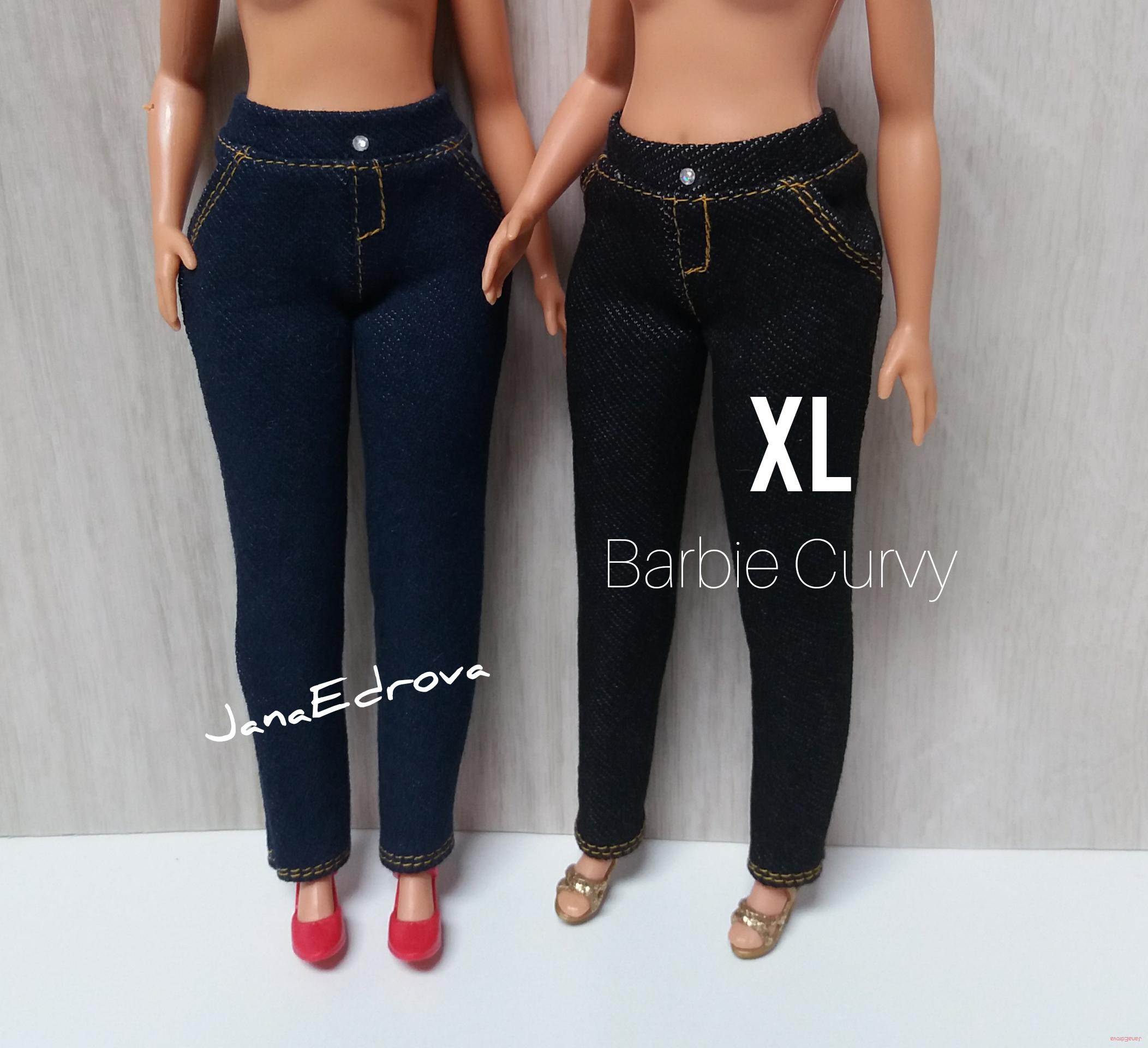 Oblečky pro panenky | Džíny Elastické s křivkami pro Curvy Barbie